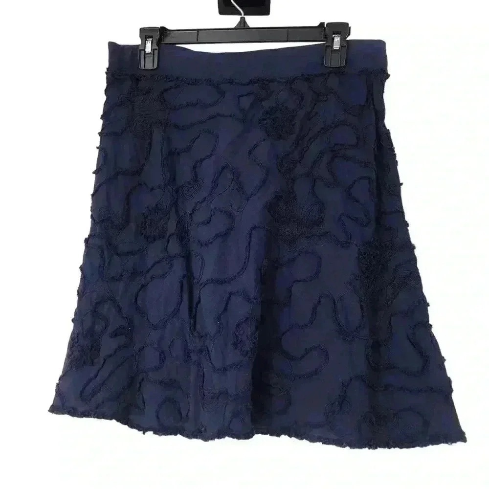 Max Studio Cotton A-Line Skirt Women’s M Knee Length Artsy Modest Drawstring - Picture 4 of 12